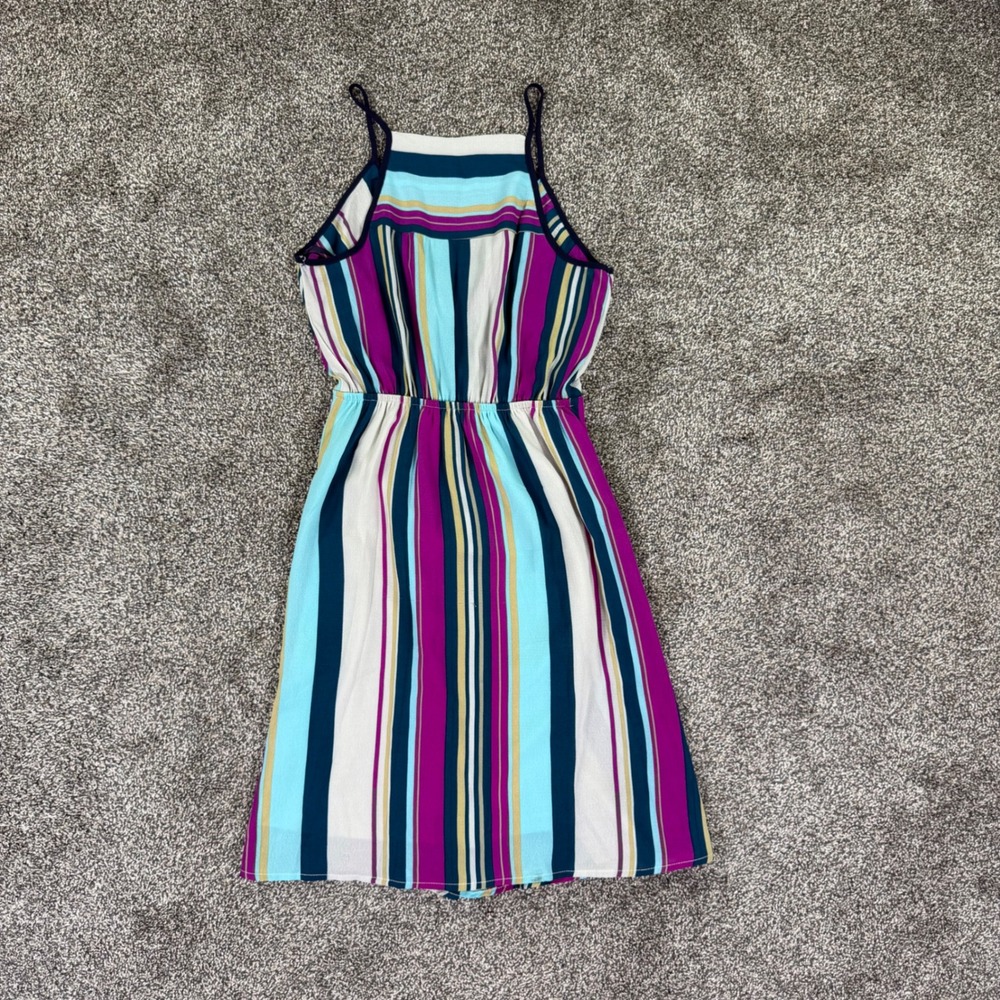 Monteau Los Angeles Striped Sleeveless Wrap Dress Multi Colored Womens Small‎ - Picture 2 of 11